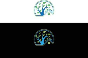 logo de maison de feuille verte et modèle de vecteur de concept de conception d'icône.