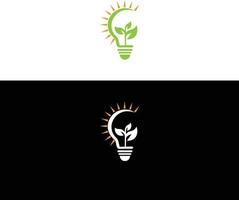 icône d'énergie feuille verte avec ampoule et concept vert. concept d'idée sûre. vecteur