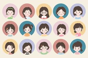 ensemble d'avatars d'utilisateurs. icônes de profil avatar femme. collection de personnages, illustration vectorielle