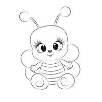 livre de coloriage pour enfants, joli vecteur d'abeille