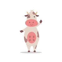 dessin animé mignon de vache. animal isolé sur fond blanc. illustration vectorielle vecteur