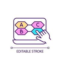 choisissez l'icône de couleur rvb en ligne de test de résolution de réponse. examen à l'apprentissage à distance. prestation d'études à distance. illustration vectorielle isolée. dessin au trait rempli simple. trait modifiable. vecteur