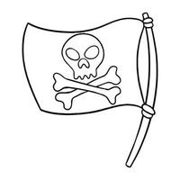 illustration monochrome, drapeau pirate attaché à un mât, parc, illustration vectorielle en style cartoon sur fond blanc vecteur