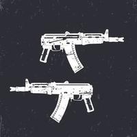 carabine automatique soviétique, fusil d'assaut raccourci, pistolet automatique russe, illustration vectorielle