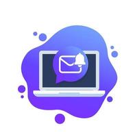 icône de vecteur de notification de courrier avec un ordinateur portable