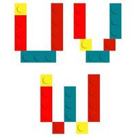 Ensemble alphabet composé de blocs de briques de construction de jouets isolés isolés sur blanc vecteur