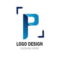 lettre initiale numérique moderne p logo technologie application logo gradient vecteur