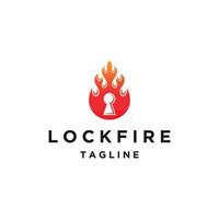 modèle de conception d'icône de logo de verrouillage d'incendie vecteur plat