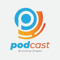 création de logo podcast p lettre vecteur