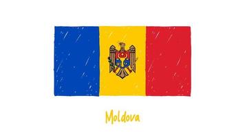 marqueur de drapeau de la moldavie ou vecteur d'illustration de croquis au crayon