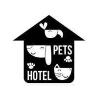 icône de maison d'animaux de compagnie isolé sur fond blanc. concept minimal de logo de soins pour animaux de compagnie. illustration vectorielle. vecteur