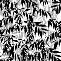 joli motif monochrome sans couture avec des brins de saule. fond de feuilles noir et blanc. illustration vectorielle. vecteur