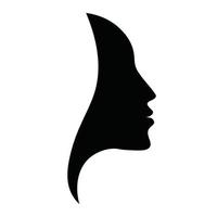 noir belle femme visage logo icône vecteur isolé sur fond blanc