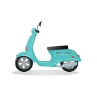 scooter rétro bleu. vue de côté. image détaillée d'une vieille moto. illustration vectorielle de cyclomoteur isolée sur blanc. le transport. élément de conception. pour autocollants, autocollants, scrapbooking. vecteur