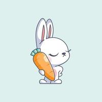 lapin mignon apporte sa carotte préférée vecteur