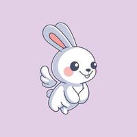 conception de dessin animé mignon lapin ange vecteur