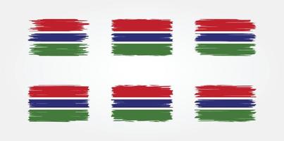 collection de pinceaux de drapeau de la gambie. drapeau national vecteur