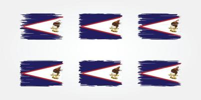 collection de pinceaux de drapeau des samoa américaines. drapeau national vecteur