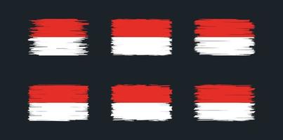 collection de pinceaux de drapeau indonésien. drapeau national vecteur