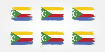collection de pinceaux de drapeau des comores. drapeau national vecteur