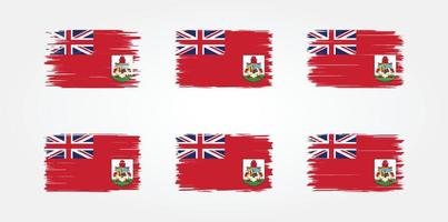collection de pinceaux de drapeau des bermudes. drapeau national vecteur