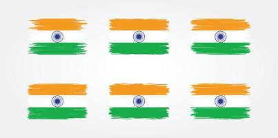 collection de pinceaux de drapeau indien. drapeau national vecteur
