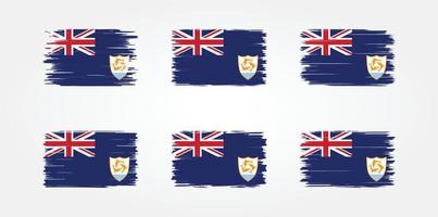collection de pinceaux de drapeau d'anguilla. drapeau national vecteur