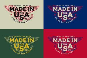 made in usa retro vintage grunge texturé emblème insigne logo vecteur