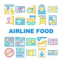 vecteur de collection d'icônes de nutrition alimentaire de la compagnie aérienne