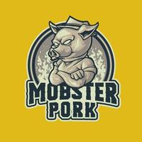 logo de mascotte de porc gangster pour esport vecteur