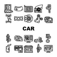 icônes de maintenance technique de service de voiture définies vecteur