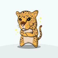 animaux de dessin animé mignon léopard vecteur