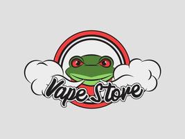 grenouille tenant le logo de vape et le logo de vapotage de grenouille vecteur