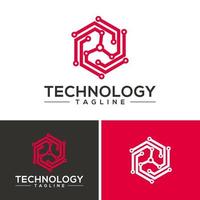 logo tech hexagone moderne conçoit vecteur concept, modèle de logo technologie hexa