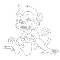 mignon petit singe coloriage pour enfants animal contour livre de coloriage dessin animé illustration vectorielle vecteur