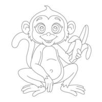 mignon petit singe coloriage pour enfants animal contour livre de coloriage dessin animé illustration vectorielle vecteur