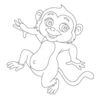 mignon petit singe coloriage pour enfants animal contour livre de coloriage dessin animé illustration vectorielle vecteur