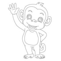 mignon petit singe coloriage pour enfants animal contour livre de coloriage dessin animé illustration vectorielle vecteur