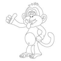 mignon petit singe coloriage pour enfants animal contour livre de coloriage dessin animé illustration vectorielle vecteur