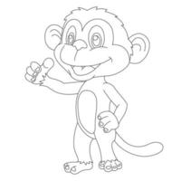 mignon petit singe coloriage pour enfants animal contour livre de coloriage dessin animé illustration vectorielle vecteur