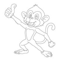 mignon petit singe coloriage pour enfants animal contour livre de coloriage dessin animé illustration vectorielle vecteur