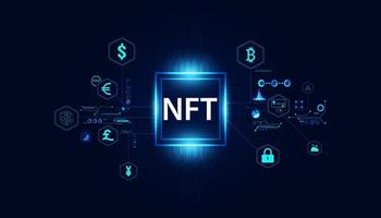 concept d'image numérique ntf abstrait jeton irremplaçable de la finance numérique nft le seul art original du système. sur un fond moderne numérique futuriste bleu vecteur