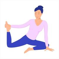 femme dans des poses de yoga. illustration vectorielle en style cartoon. vecteur