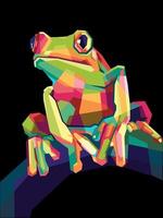 pop art grenouille colorée, mosaïque rectangle, vecteur