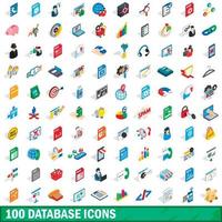 Ensemble de 100 icônes de base de données, style 3d isométrique vecteur