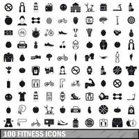 100 icônes de remise en forme définies dans un style simple vecteur