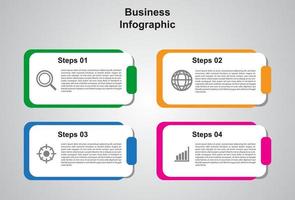 Modèle d'élément infographique coloré en 4 étapes. conception pour la présentation. vecteur