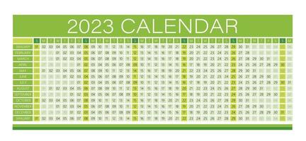 Calendrier mural de l'année 2023 couleur verte - entièrement modifiable - lumière vectorielle vecteur