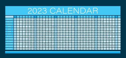 Calendrier mural de l'année 2023 couleur cyan - entièrement modifiable - vecteur sombre