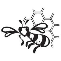 icônes en nid d'abeille et abeille sur fond blanc. illustration vectorielle. vecteur